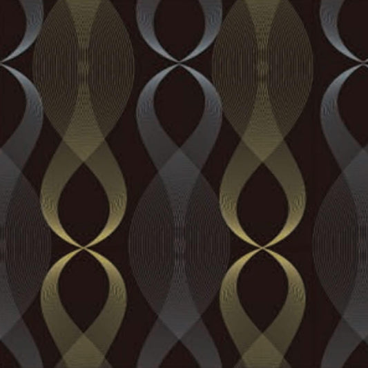 Nimbose® Black & Gold Waves Elegant Look Self Adhesive PVC Wallpaper, Self-Adhesive Wallpaper for Living Room Bedroom Office Hall Corridor Peel and Stick Vinyl Wallpaper (45x500 cm)